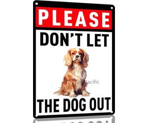 TopPacific 12x16Inch Vintage Cavalier-King-Charles Spaniel Metal Tin Sign Don't Let The Dog Out Home Bar Kitchen Wall Decor Plaque Sign Aluminium Metal Sign Home Decor(4794B)