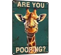 TopPacific Are You Pooping giraffe Bathroom Funny Novelty Metal Sign Retro Wall Decor for Home Gate Garden Bars Restaurants Cafes Office Store Club Sign Gift Plaque Tin Sign 8 X 12 INCH(4124)