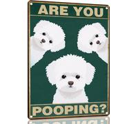 TopPacific Bichon Frise Dog 12x8 inch Are You Pooping Sign Bathroom Decor- Dog Metal Poster Dog Lover Gift Art Funny Dogs Wall Art Decoration Retro Metal Tin Sign(1442)
