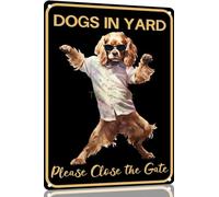 TopPacific Cocker Spaniel Vintage Tin Sign Dog Dogs in Yard Please Close the Gate Sign Metal Art Wall Plaque Decor Wall Panel Retro 12x16 inch for Kitchen for men women Gift(15121B)