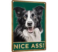 TopPacific Funny Border collie Bathroom Decor, Nice Ass Metal Tin Sign Wall Decor Farmhouse Sign for Toilet Restroom Washroom Decor Gifts 12x16 Inch(923B)