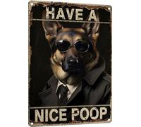 TopPacific German Shepherd Have a Nice Poop Bathroom Funny Novelty Metal Sign Retro Wall Decor for Home Gate Garden Bars Restaurants Cafes Office Store Club Sign Gift Plaque Tin Sign 12x16 INCH(4159B)