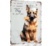 TopPacific German Shepherd Kitchen Art Print,Creative Tin Sign, Funny Novelty Metal Sign, Vintage Wall Decor for Home Door Garden Bar Restaurant Cafe Office Shop Bar Club Sign Gift 12x16 Inch(483B)