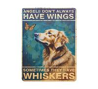 TopPacific Vintage Wall Poster Metal Plaque,Angels Don't Always Have Wings Sometimes They Have Whiskers,Golden Retriever Metal Wall Poster, Angel plaques,Funny Wall Art,Funny Bathroom Metal Tin Sign