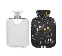 Topper Cat Black Halloween Travel hot Water Bottle with Soft Cover 2L Warm Compress for Neck Shoulder Warmer Tummy Warmer bolsas de agua Caliente para Dolores