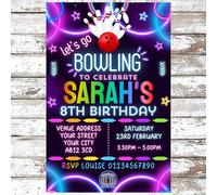 Topper For Cakes Personalised Bowling Birthday Party Invitations Invites PACK OF 10 WITH ENVELOPES