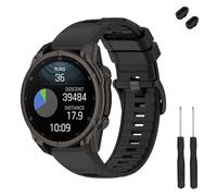 TopPerfekt 20mm Band Compatible with Garmin Fenix 8 43mm, Soft Silicone Replacement Watch Band Strap Wristband for Descent Mk3/Mk3i 43mm/Fenix 7S/6S/5S/Instinct 2S Smart Watch for Women Men(Black)