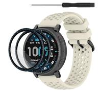 TopPerfekt 22MM Straps Compatible for Amazfit Active Max, Soft Silicone Watch Band, Waterproof Adjustable Sport Porous Replacement Wristbands for Active Max Smartwatch for Women and Men (Starlight)