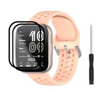 TopPerfekt 22MM Straps Compatible for Amazfit Bip 6, Soft Silicone Watch Band, Waterproof Adjustable Sport Porous Replacement Wristbands for Amazfit Bip 6 Smartwatch for Women and Men (Light Pink)