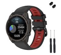 TopPerfekt 26mm Watch Strap Compatible with Garmin Fenix 8/8 Pro 51mm, Soft Silicone Watch Band Wristband for Instinct 3 50mm/Tactix 8 51mm/ Descent Mk1/Mk2 Smart Watch for Women Men(Black - Red)