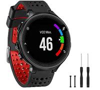 TopPerfekt Band Compatible with Garmin Forerunner 235, Soft Silicone Replacement Watch Band Strap Wristband for 220/230/235/620/630/735XT/235 Lite Smart Watch for Women Men (Black-Red)