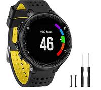 TopPerfekt Band Compatible with Garmin Forerunner 235, Soft Silicone Replacement Watch Band Strap Wristband for 220/230/235/620/630/735XT/235 Lite Smart Watch for Women Men (Black-Yellow)