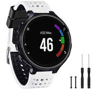 TopPerfekt Band Compatible with Garmin Forerunner 235, Soft Silicone Replacement Watch Band Strap Wristband for 220/230/235/620/630/735XT/235 Lite Smart Watch for Women Men (White-Black)
