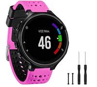 TopPerfekt Band Compatible with Garmin Forerunner 235, Soft Silicone Replacement Watch Band Strap Wristband for 220/230/235/620/630/735XT/235 Lite Smart Watch for Women Men (Pink-Black)