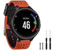 TopPerfekt Band Compatible with Garmin Forerunner 235, Soft Silicone Replacement Watch Band Strap Wristband for 220/230/235/620/630/735XT/235 Lite Smart Watch for Women Men (Orange-Black)