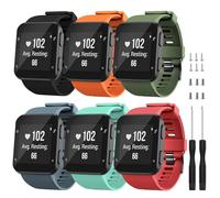 TopPerfekt Band Compatible with Garmin Forerunner 35, Soft Silicone Replacement Watch Band Strap for Garmin Forerunner 35 Smart Watch (6-Pack/3(Black buckle))