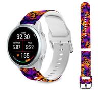 TopPerfekt Band Compatible with Garmin Forerunner 570 42mm/55/Vívoactive 6/5, 20MM Quick Release Soft Silicone Halloween Straps Fit for Galaxy Watch 6 Smartwatch for Women Men (Yellow-Purple Skeleton)