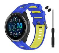 TopPerfekt Band Compatible with Garmin Forerunner 965, Soft Silicone Replacement Watch Band Strap for 965 Smart Watch for Women Men (Blue - Yellow)