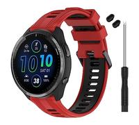 TopPerfekt Band Compatible with Garmin Forerunner 965, Soft Silicone Replacement Watch Band Strap for 965 Smart Watch for Women Men (Red - Black)