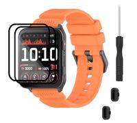 TopPerfekt Bands Compatible for Garmin Venu X1, Soft Silicone Watch Strap, Waterproof Adjustable Sport Replacement Wristbands for Venu X1 Smartwatch for Women and Men, Orange, 5.5’’~8.7’’