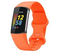 TopPerfekt Bands Compatible with Fitbit Charge 5, Adjustable Soft Silicone Sport Replacement Watch Band Straps Wristbands Bracelet for Charge 5 Activity Tracker Women Men (Orange, Small)