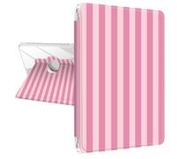 TopPerfekt Case for iPad 11th (A16) 11-inch 2025 / 10th Generation 10.9-inch 2022, Striped Cute Style Case Shockproof Auto Sleep/Wake 360 Degree Rotation Stand Cover Clear Back- Pink