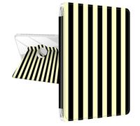 TopPerfekt Case for iPad 11th (A16) 11-inch 2025 / 10th Generation 10.9-inch 2022, Striped Cute Style Case Shockproof Auto Sleep/Wake 360 Degree Rotation Stand Cover Clear Back- Black Beige
