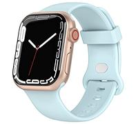 TopPerfekt classical design Sport Strap Compatible with Apple Watch Straps 42/44/45/49mm, Soft Silicone Wristbands Replacement Straps for Apple iWatch Series Ultra SE 7 6 5 4 3 2 1 for Women Men Kids