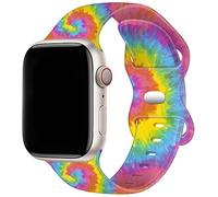 TopPerfekt Double Sided Printed Sport Straps Compatible with Apple Watch Band 42mm 44mm 45mm Women Men, Floral Silicone Printed Fadeless Pattern Sport Strap for iWatch Series 7 6 5 4 3 2 1 SE