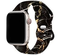 TopPerfekt Double Sided Printed Sport Straps Compatible with Apple Watch Band 42mm 44mm 45mm Women Men, Floral Silicone Printed Fadeless Pattern Sport Strap for iWatch Series 7 6 5 4 3 2 1 SE