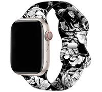 TopPerfekt Double Sided Printed Sport Straps Compatible with Apple Watch Band 42mm 44mm 45mm Women Men, Floral Silicone Printed Fadeless Pattern Sport Strap for iWatch Series 7 6 5 4 3 2 1 SE