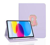 TopPerfekt for iPad 9th Generation 10.2 Inch 2021/2020/2019 Case, Initial Chenille Letter Suture, Personalized iPad 9th/8th/7th Generation Case with Auto Sleep/Wake, Pencil Holder (Pale Purple, Q)