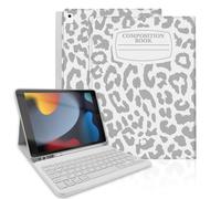 TopPerfekt for iPad 9th Generation Keyboard Case 10.2" 2021, Magnetically Absorbent, Auto Sleep/Wake, Pencil Holder for iPad 8th Gen 2020, 7th Gen 2019, Air 3rd, pro 10.5" (Notebook Leopard Grey)