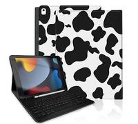 TopPerfekt for iPad 9th Generation Keyboard Case 10.2" 2021, Magnetically Absorbent, Auto Sleep/Wake, Pencil Holder for iPad 8th Gen 2020, 7th Gen 2019, Air 3rd, pro 10.5" - Black Cow