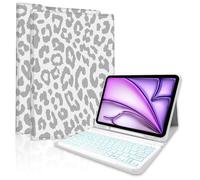 TopPerfekt for iPad Air 11-inch M2 2024/M3 2025 case with 7-Color Backlights Bluetooth Keyboard,Pro 11(4th,3rd,2nd,1stGen 2022/2021/2020/2018) Pencil Holder for Air 4/5th 2020/2022 10.9"-Leopard Grey