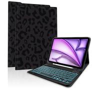 TopPerfekt for iPad Air 11-inch M2 2024/M3 2025 case with 7-Color Backlights Bluetooth Keyboard,Pro 11(4th,3rd,2nd,1st Gen 2022/2021/2020/2018) Pencil Holder for Air 4/5th 2020/2022 10.9"-LeopardBlack
