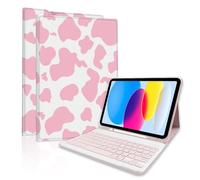 TopPerfekt for iPad Air 11-inch M2 2024/M3 2025 Keyboard Case, ipad Pro 11 (4th, 3rd, 2nd, 1st Gen 2022/2021/2020/2018) Detachable,Pencil Holder for iPad Air 4/5th 2020/2022 10.9" - Cow Pink