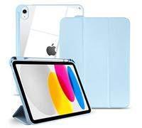 TopPerfekt iPad 10th Generation Case 2022 10.9 inch 2022 A2757 A2777, TPU Shockproof Frame and Protective Leather Cover [Built-in Pencil Holder, Support Auto Sleep/Wake] lightblue