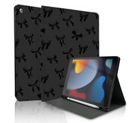 TopPerfekt iPad 9th/8th/7th Generation 10.2 Inch 2021/2020/2019 Case, Black Bow Bowknot Cute Chic Adorable with Pencil Holder for Kids Boys Girls Non-Slip Shockproof Black Bow