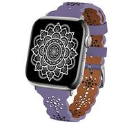 TopPerfekt Lace Leather strap Compatible Apple Watch 38mm 40mm 41mm Women Ultra Thin hollow out Breathable Leather strap Classic Clasp for iWatch Collection Ultra SE 8 7 6 5 4 3 2 1 Lavender