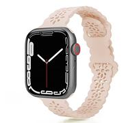 TopPerfekt Lace Silicone Straps Compatible with Apple Watch Straps42/44/45/49mm, Women Slim and Breathable Sports Wristband with Classic Clasp for iWatch Series Ultra SE 8 7 6 5 4 3 2 1