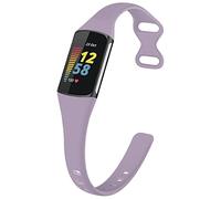 TopPerfekt Slim Straps Compatible with Fitbit Charge 5 Strap Women Men, Adjustable Soft Silicone Sport Replacement Watch Band Straps Wristbands Bracelet for Charge 5 Activity Tracker (Lavender)