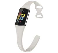TopPerfekt Slim Straps Compatible with Fitbit Charge 5 Strap Women Men, Adjustable Soft Silicone Sport Replacement Watch Band Straps Wristbands Bracelet for Charge 5 Activity Tracker (Off-white)