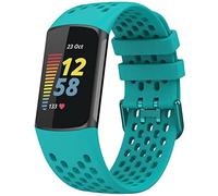 TopPerfekt Sport Bands Compatible with Fitbit Charge 6, Adjustable Breathable Soft Silicone Sport Replacement Watch Band Straps Wristbands Bracelet for Charge 5 Activity Tracker Women Men (1-Teal)