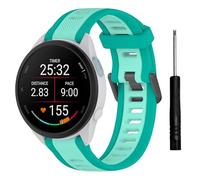 TopPerfekt Sport Bands Compatible with Garmin Forerunner 165/165 music Watch Band, Adjustable Silicone Sports Strap Replacement Band for Men Women (20mm)-Dark Blue Trim Light Blue