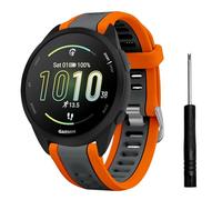 TopPerfekt Sport Bands Compatible with Garmin Forerunner 165/165 music Watch Band, Adjustable Silicone Sports Strap Replacement Band for Men Women (20mm) (Orange Trim Space Gray)