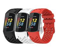 TopPerfekt Sport Straps Compatible with Fitbit Charge 6 Strap, Adjustable Breathable Soft Silicone Sport Replacement Watch Band Straps Wristbands Bracelet for Charge 5 Activity Tracker Women Men