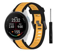 TopPerfekt Sport Straps Compatible with Garmin Forerunner 165/165 Music Band, Adjustable Silicone Strap Replacement for Vívoactive 6/5/Forerunner 570 42mm for Men Women (20mm)-Black Trim/Yellow