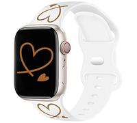 TopPerfekt Strap Compatible with Apple Watch Straps 41mm 40mm 38mm, Soft Silicone Gold Heart Pattern Printed Sport Wristbands with for iWatch SeriesUltra SE 8 7 6 5 4 3 2 1 for Women Men Kids
