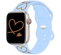 TopPerfekt Strap Compatible with Apple Watch Straps 41mm 40mm 38mm, Soft Silicone Gold Heart Pattern Printed Sport Wristbands with for iWatch SeriesUltra SE 8 7 6 5 4 3 2 1 for Women Men Kids